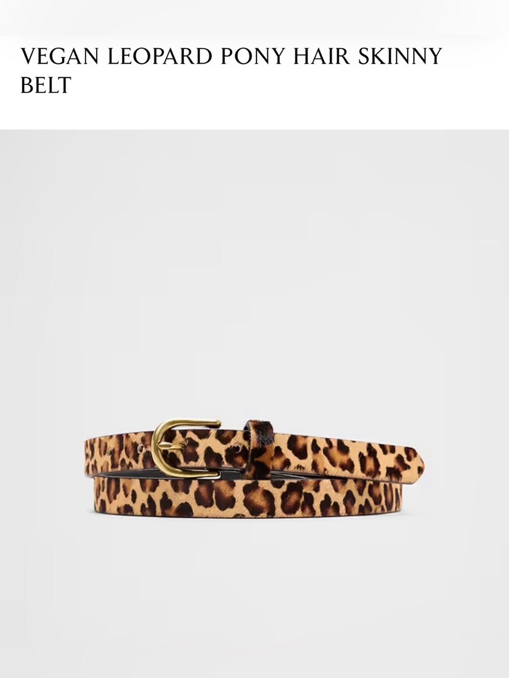 Banana Republic Factory Leopard Vegan Pony Hair Skinny Belt XXL